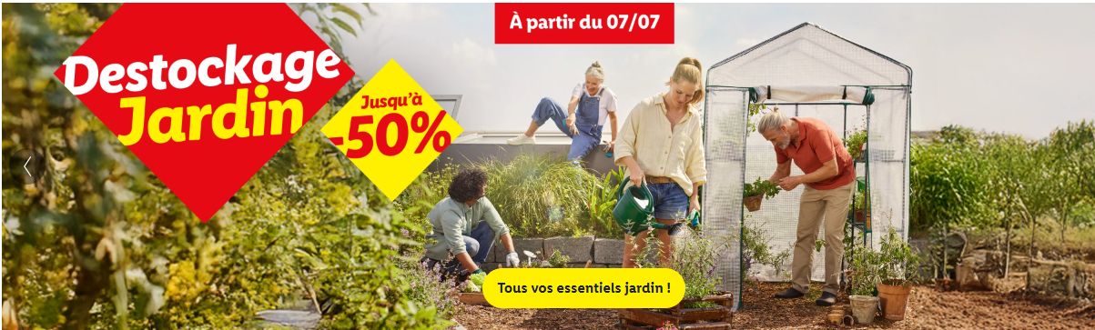 Bon plan LIDL jardin du 07/07 au 31/07 : jusqu’à –50 % sur l’univers extérieur