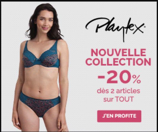 Playtex – Lingerie dentelle : -20% dès 2ème article, jusqu’au 21/09